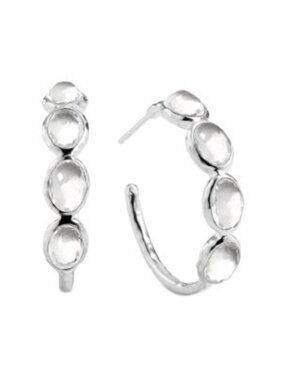 $495 Ippolita Sterling silver clear quartz four stone hoop earrings